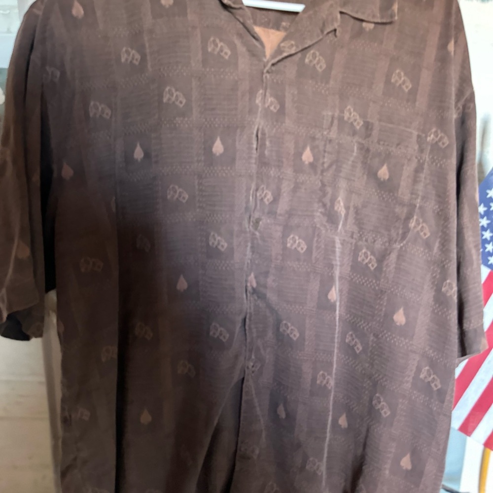 Brown Patterned Button-Up Shirt